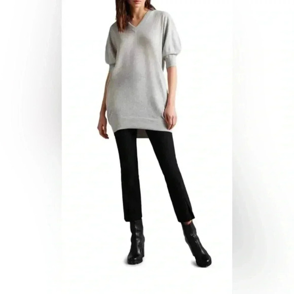 Ted Baker Inula V Neck Sleeve  Detailed Knit Grey Dress Size 3 (medium) - Picture 3 of 13